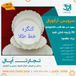 سرویس 26 پارچه طلادار مقصود سفید لب طلا قالب کنگره کد 50163