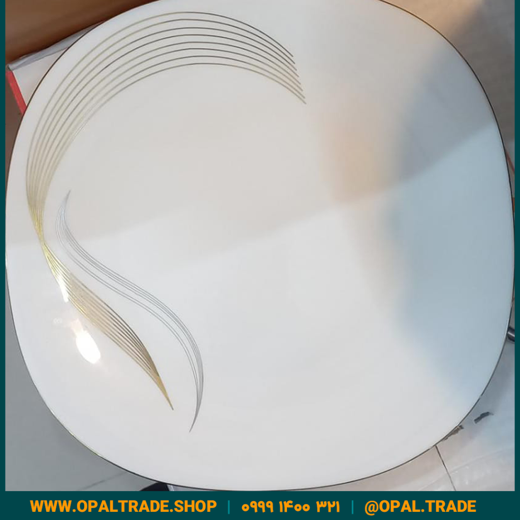 سرویس 26 پارچه طلادار مقصود شمل طلا لب طلا قالب چهارگوش کد 50153