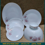 سرویس 26 پارچه طلادار مقصود ژالین صورتی لب طلا قالب گرد کد 50158