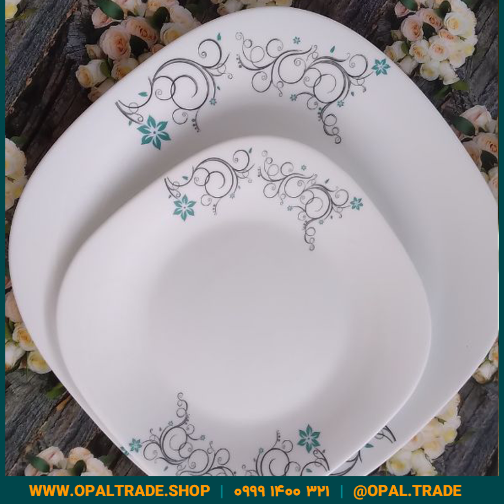 سرویس 26 پارچه طرحدار مقصود اینتیمینی آبی قالب چهارگوش کد 50143