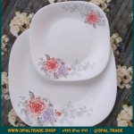 سرویس 26 پارچه طرحدار مقصود ساتین قرمز قالب چهارگوش کد 50144