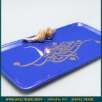 ظروف کادویی سرامیکی دیس مستطیل سرمه ای لیبل طلا کد 80102