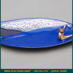 ظروف کادویی سرامیکی دیس دولبه سرمه ای لیبل طلا کد 80105