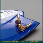 ظروف کادویی سرامیکی دیس دولبه سرمه ای لیبل طلا کد 80105 - Image 4