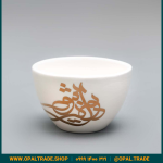 ظروف کادویی سرامیکی پیاله سفید لیبل طلا کد 80107