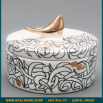 ظروف کادویی سرامیکی ظرف دربدار گرد بزرگ تایپو خطی کد 80123 - Image 3