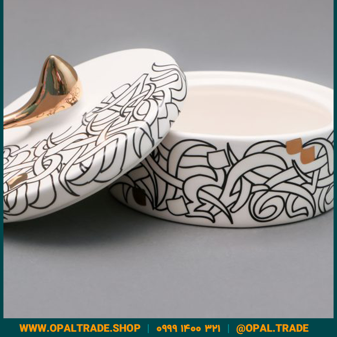 product-post-seramik-acs-bigpic-80123-3 ظروف کادویی سرامیکی ظرف دربدار گرد بزرگ تایپو خطی کد 80123 - Image 1