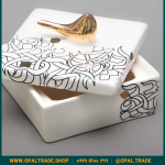 ظروف کادویی سرامیکی ظرف دربدار مربع بزرگ تایپو خطی کد 80124