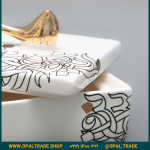 ظروف کادویی سرامیکی ظرف دربدار مربع بزرگ تایپو خطی کد 80124 - Image 3