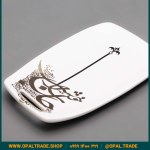 ظروف کادویی سرامیکی بشقاب تک سفید لیبل طلا کد 80131 - Image 3