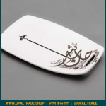 ظروف کادویی سرامیکی بشقاب تک سفید لیبل طلا کد 80131