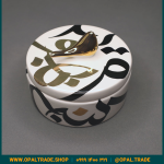 ظروف کادویی سرامیکی ظرف دربدار گرد بزرگ تایپو طلا کد 80158