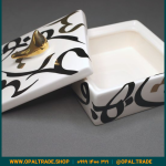 ظروف کادویی سرامیکی ظرف دربدار مربع بزرگ تایپو طلا کد 80161