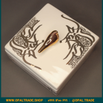ظروف کادویی سرامیکی ظرف دربدار مربع بزرگ لیبل طلا کد 80163 - Image 3