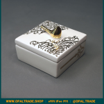 ظروف کادویی سرامیکی ظرف دربدار مربع کوچک لیبل طلا کد 80164