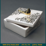 ظروف کادویی سرامیکی ظرف دربدار مربع کوچک لیبل طلا کد 80164 - Image 3