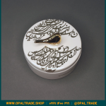 ظروف کادویی سرامیکی ظرف دربدار گرد کوچک لیبل طلا کد 80165 - Image 3