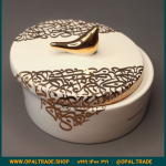 ظروف کادویی سرامیکی ظرف دربدار گرد بزرگ لیبل طلا کد 80166 - Image 3