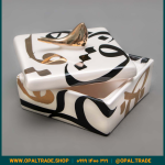 ظروف کادویی سرامیکی ظرف دربدار مربع کوچک تایپو طلا کد 80175 - Image 4