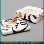 ظروف کادویی سرامیکی ظرف دربدار مربع کوچک تایپو طلا کد 80175 - Image 3