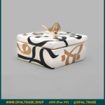 ظروف کادویی سرامیکی ظرف دربدار مربع کوچک تایپو طلا کد 80175