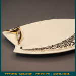 ظروف کادویی سرامیکی دیس دولبه لیبل طلا کد 80184