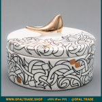 ظروف کادویی سرامیکی ظرف دربدار گرد کوچک تایپو خطی کد 80189 - Image 4