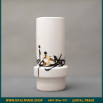 ظروف کادویی سرامیکی گلدان استوانه بزرگ سفید کد 80245