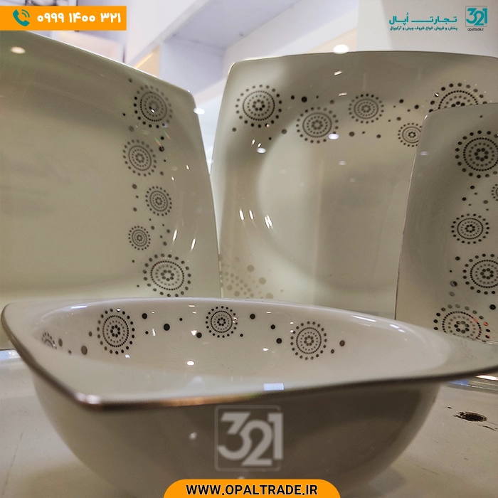 opaltrade-products-new-1123-59(1) سرویس ۱۲۹ پارچه ۱۸ نفره بن چاینا چینی استخوانی مقصود کد 100200 - Image 1
