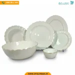 سرویس 26 پارچه طلادار مقصود سفید لب طلا قالب کنگره کد 50163