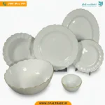 سرویس 26 پارچه طلادار مقصود سفید لب طلا قالب کنگره کد 50163