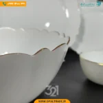 سرویس 26 پارچه طلادار مقصود سفید لب طلا قالب کنگره کد 50163