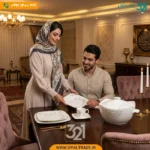 سرویس ۱۲۹ پارچه ۱۸ نفره بن چاینا چینی استخوانی مقصود