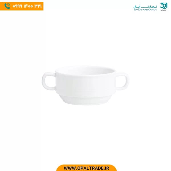 پیاله دسته دار 10 سانتیمتری سفید هتلی چینی زرین کد 42101 - Image 1