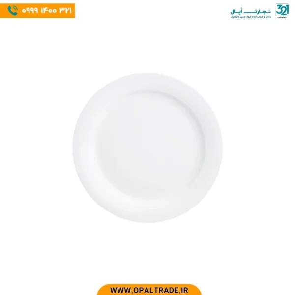 بشقاب تخت 20 سانتیمتری میوه خوری سفید هتلی چینی زرین کد 42106 - Image 1