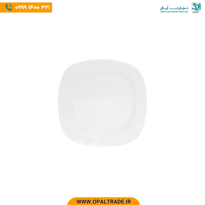opaltrade-products-zariniran-Hoteli-42141 بشقاب تخت 16 سانتیمتری دسر مربع سفید هتلی چینی زرین کد 42141 - Image 1