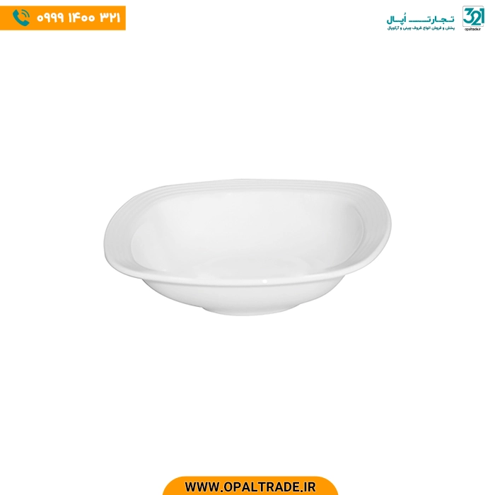 opaltrade-products-zariniran-Hoteli-42143 سالادخوری 18 سانتیمتری مربع سفید هتلی چینی زرین کد 42143 - Image 1