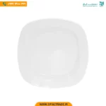 بشقاب تخت 27 سانتیمتری غذاخوری مربع سفید هتلی چینی زرین کد 42148