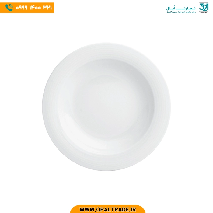 opaltrade-products-zariniran-Hoteli-42156 بشقاب گود 23 سانتیمتری خورش خوری سفید هتلی چینی زرین کد 42156 - Image 1