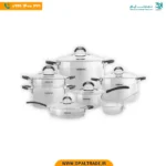 1755 ‫سرویس قابلمه 12 پارچه استیل درب استیل‬‏ کد 82181