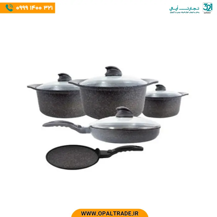 opaltrade-products-arshia-2450-82182-1 2450 سرویس قابلمه 9 پارچه مشکی گرانیتی کره کد 82182