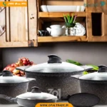 2450 ‫سرویس قابلمه 9 پارچه مشکی گرانیتی کره‬‏ کد 82182