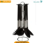 2557 ‫سرویس کفگیر و ملاقه 7 پارچه تفلون با نوار استیل‬‏ کد 82204