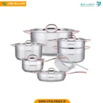 2699 ‫سرویس قابلمه 12 پارچه استیل دسته مسی‬‏ کد 82183