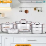 2963 ‫سرویس قابلمه 12 پارچه استیل دو درب‬‏ کد 82174