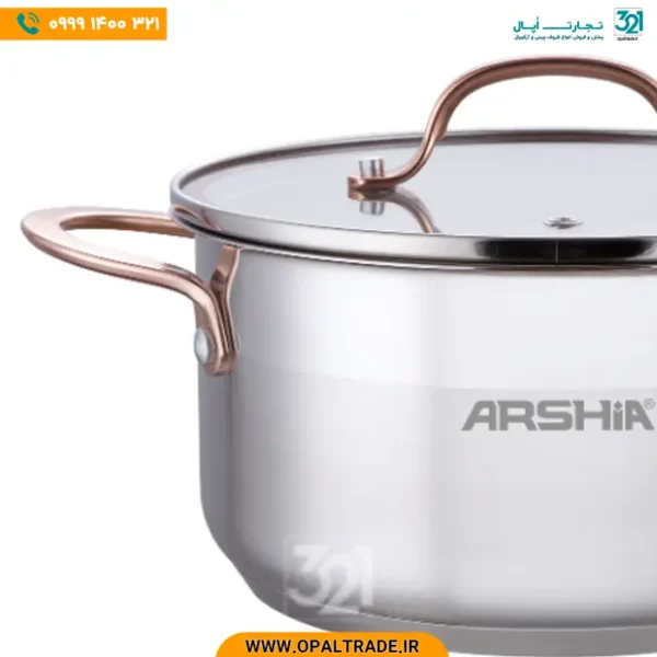 2977 قابلمه تک استیل 28 ‫دو درب دسته مسی کد 82152