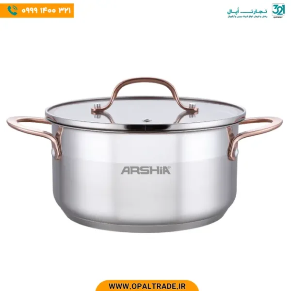 2977 قابلمه تک استیل 28 ‫دو درب دسته مسی کد 82152