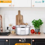 2977 قابلمه تک استیل 28 ‫دو درب دسته مسی کد 82152