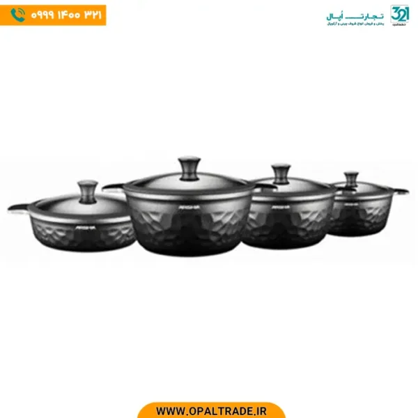 3009 ‫سرویس قابلمه 8 پارچه چدن گرانیت مشکی‬‏ کد 82177