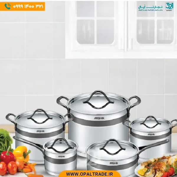 3041 ‫سرویس قابلمه استیل تیتانیوم 10 پارچه‬‏ کد 82180